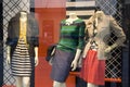 Stylish clothing on store window