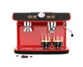 Stylish coffee machine brewing espresso in two glasses. Original design with clipping path.