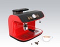 Stylish coffee machine with touch screen. 3D rendering image with clipping path. Royalty Free Stock Photo