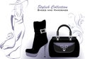 Stylish collection. Shoes and handbags