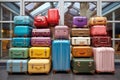 Stylish Colorful travel suitcase. Generate Ai