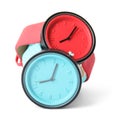 Stylish colorful wrist watches on white background.