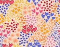 Stylish Colourful Seamless Pattern Mixed Hand drawn Heart and Leopard Animal skin Vector