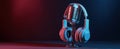 The stylish combination of a vintage microphone and modern headphones.AI generated image Royalty Free Stock Photo