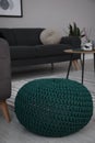 Stylish comfortable poufs in room. Home design Royalty Free Stock Photo