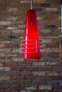 Stylish Cone Lamp Hanging Blurred Brick Wall Royalty Free Stock Photo
