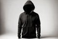 stylish cotton black hoodie mockup insulated on white background