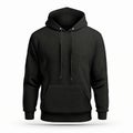 Stylish cotton black hoodie mockup insulated on white background