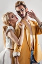 Stylish couple in love. Both with makeup. Vertical photo Royalty Free Stock Photo