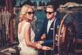 Stylish couple on a yacht Royalty Free Stock Photo