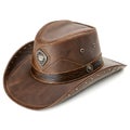 Stylish Cowboy Leather Hat Isolated on White Background Royalty Free Stock Photo