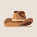 Stylish Cowboy Stetson Hat Flat Icon, Wild West Country Hat, Sheriff Ranger Uniform Headgear