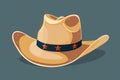 Stylish Cowboy Stetson Hat Flat Icon, Wild West Country Hat, Sheriff Ranger Uniform Headgear