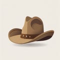 Stylish Cowboy Stetson Hat Flat Icon, Wild West Country Hat, Sheriff Ranger Uniform Headgear