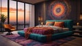 Stylish and cozy bedroom design Royalty Free Stock Photo