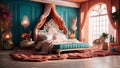 Stylish and cozy bedroom design Royalty Free Stock Photo