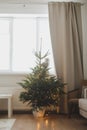 Stylish cozy Christmas interior decorated in Scandinavian style Royalty Free Stock Photo