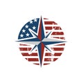 stylish Creative american Compass Logo design Concept Design vector Icon Template