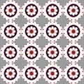 Stylish and creative red and white circular seamless repeating pattern with floor tile-like damask design Royalty Free Stock Photo