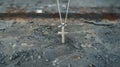 a stylish cross pendant necklace in a realistic photo, highlighting its timeless elegance and versatility as a fashion