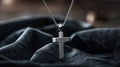 a stylish cross pendant necklace in a realistic photo, highlighting its timeless elegance and versatility as a fashion