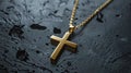 a stylish cross pendant necklace in a realistic photo, highlighting its timeless elegance and versatility as a fashion