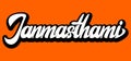 Stylish cursive text Jamasthani on a bold orange background creating a vibrant and eye-catching visual effect for the festive
