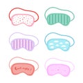 Set of cute sleep mask. Stylish cute colored masks for sleeping.