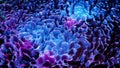 Stylish 3D Abstract Color Wavy Smooth Wall. Concept Multicolor Liquid Pattern. Purple Blue Wavy Reflection Surface Macro. Royalty Free Stock Photo
