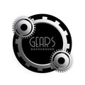 Stylish 3d metallic gears frame background design