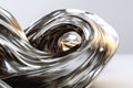 Modern Minimalist Silver and Pewter Twisted Waves in 3D Render