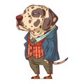 A Stylish Dalmatian, isolated vector illustration. Cute cartoon picture of a dog wearing a costume. Drawn animal sticker