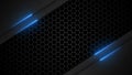 Dark Hexagon Mesh Grid with Blue Neon Accent Lines Royalty Free Stock Photo
