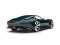 Stylish dark green modern super car - tail view