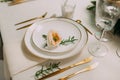 Stylish decor of the wedding banquet hall Royalty Free Stock Photo