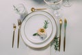 Stylish decor of the wedding banquet hall Royalty Free Stock Photo