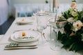 Stylish decor of the wedding banquet hall Royalty Free Stock Photo