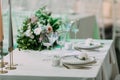 Stylish decor of the wedding banquet hall Royalty Free Stock Photo