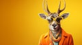 Stylish Deer Hd Wallpaper In Orange Sweater With Glasses