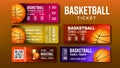 Stylish Design Basketball Game Tickets Set Vector