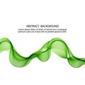 Stylish design green horizontal wave. Abstract smoky wave line background