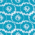 Stylish design with transparent white grunge circles. Seamless vector pattern on aqua blue background. Great for