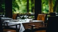 Stylish Dining Experience: Tables Set for a Memorable Meal in a Large Restaurant, Generative AI Royalty Free Stock Photo