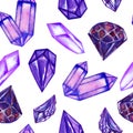 Stylish doodle gemstone crystal jewely rock watercolor hand drawn Royalty Free Stock Photo