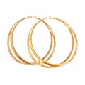 Stylish double hoop or rings yellow gold earrings or earclips. Elegant accessories.