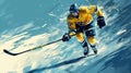 stylish dynamic illustration of ice hockey player with stick in action, winter sport poster Royalty Free Stock Photo