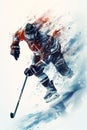 stylish dynamic illustration of ice hockey player with stick in action, winter sport poster Royalty Free Stock Photo