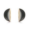 Stylish earrings made of pink gold and black amber