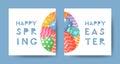 Stylish Easter card set with half of bright Easter egg and text \