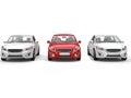 Stylish eco friendly modern cars - red stands out in the middle